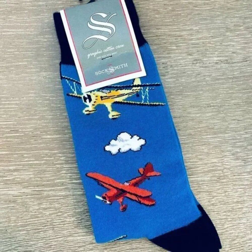 NWT SockSmith Airplane Graphic Crew Socks